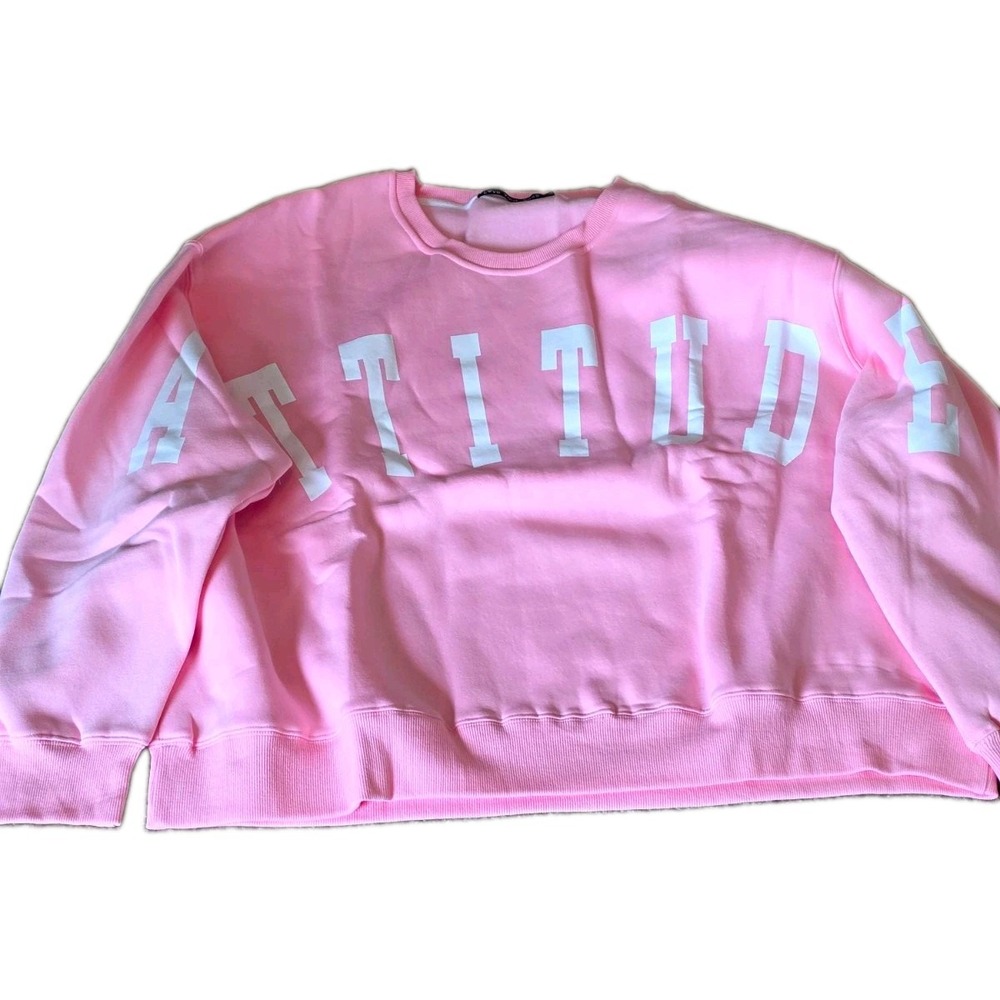 Love Your Sass Women's XL Pink "ATTITUDE" Logo Crewneck Pullover Sweatshirt